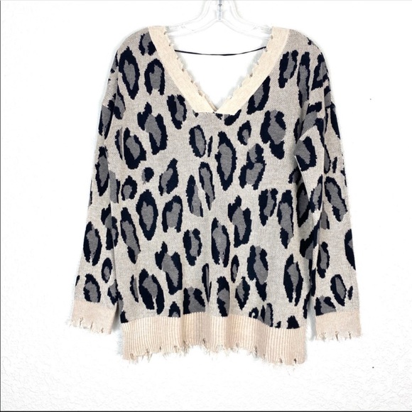 FATE Animal Print Distressed Pullover - Picture 5 of 7